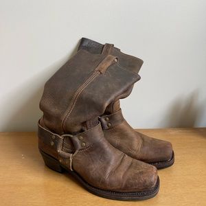 Frye Square Toe Harness Moto Boots